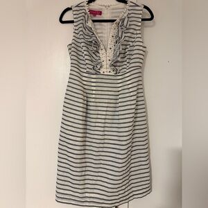 Nine & Co. White and Blue 99% cotton Striped Dress